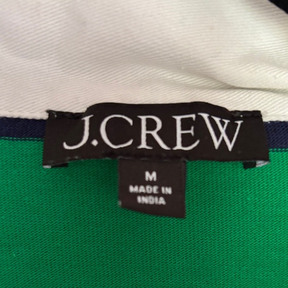 J. Crew Green and Navy Striped Cropped Rugby Polo - Picture 2 of 4